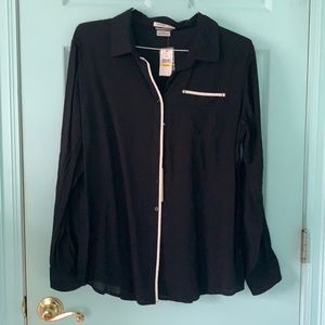 Van Heusen Black Long Sleeve Blouse Size XL